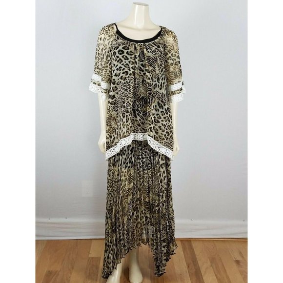 Allen Schwartz leopard print top and skirt‎ M - Picture 1 of 12